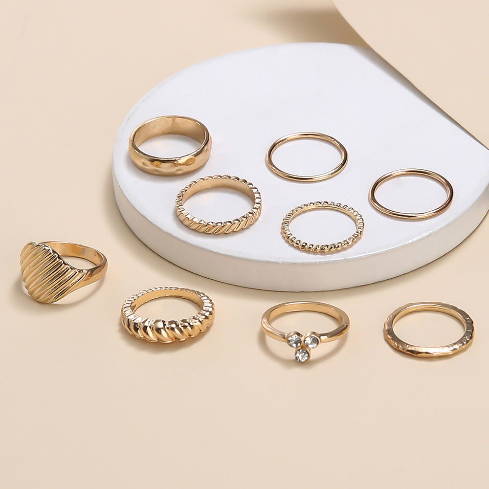 Personality Scallop Gold-plated Micro Diamond Ring Ring Women