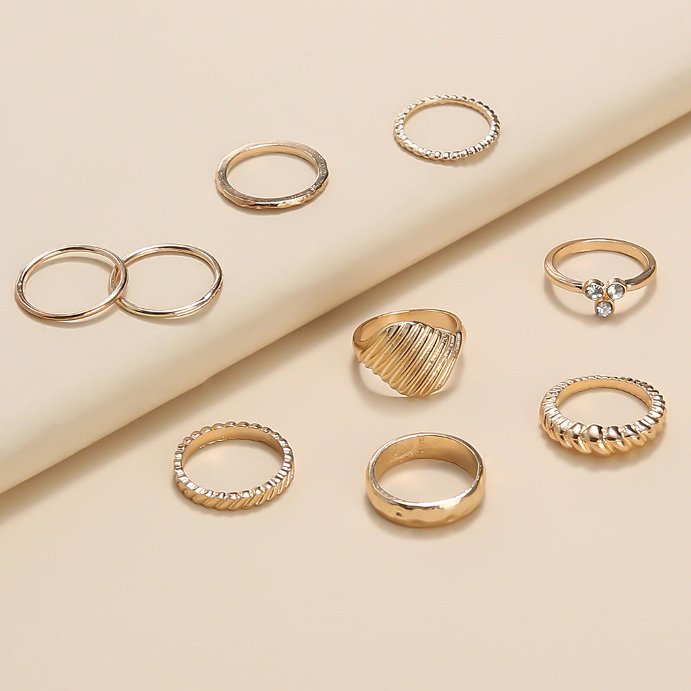 Personality Scallop Gold-plated Micro Diamond Ring Ring Women